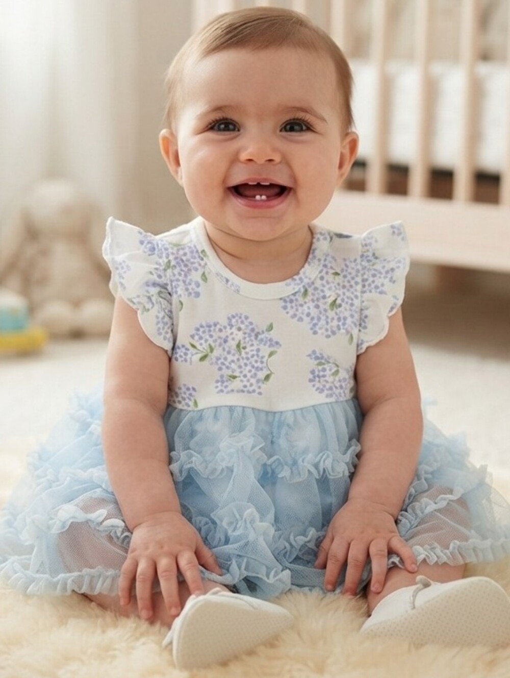 Little Me 6M Blue Ruffled Baby Dress
